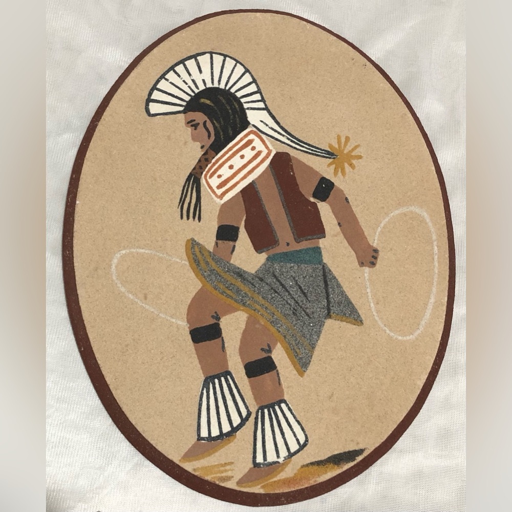 Vintage Native America Hoop Dancer Sand Painting Brown Art & Decals Wall Decor